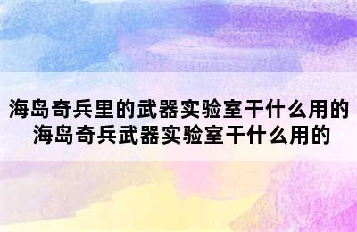 海岛奇兵里的武器实验室干什么用的 海岛奇兵武器实验室干什么用的